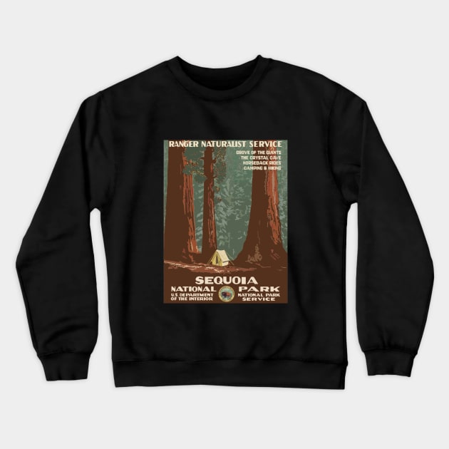 Vintage Sequoia National Park Poster (new) Crewneck Sweatshirt by GloopTrekker